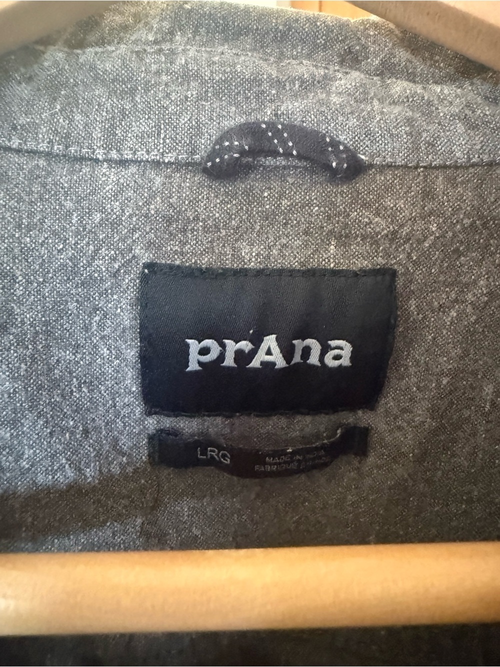 Prana Men's Charcoal Hemp blend Button-Down Long Sleeve Shirt - Picture 2 of 7